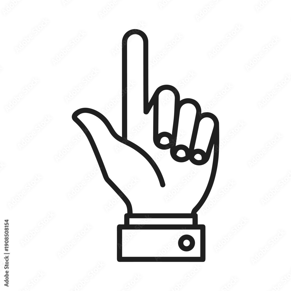 Obraz premium Hand gesture icon. Hand pointing up. Flat design illustration.