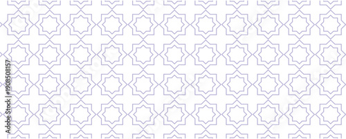 Subtle light blue islamic geometric pattern on white background
