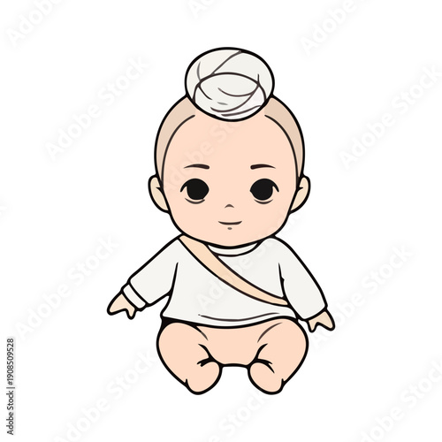 Cute stylized sitting baby illustration