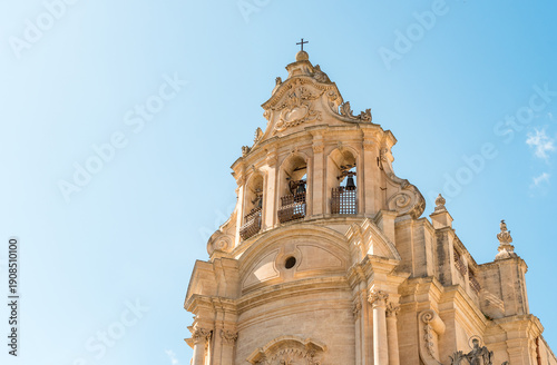 View of the Church of San Giuseppe in Piazza Pola, Ragusa Ibla, Sicily, Italy