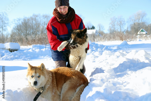 a woman on the street in winter