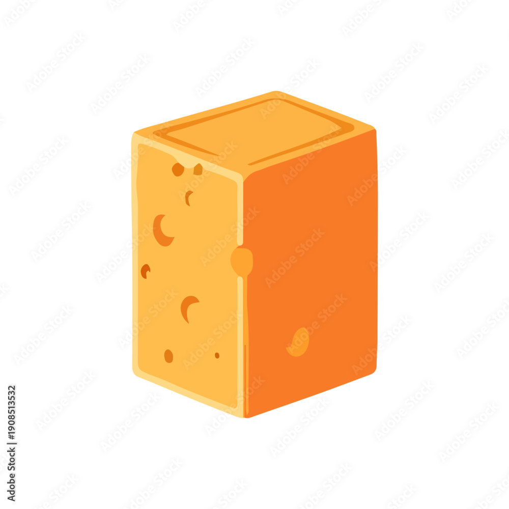Obraz premium Simple Block of Orange Cheese Vector Illustration
