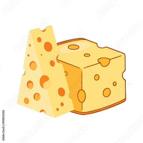 Cartoon Cheese Pieces Icon Vector Illustration