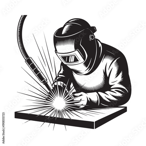 A skilled welder working with a welding torch and metal