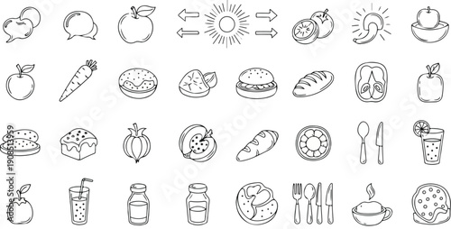 Hand Drawn Simple Icon Mega Doodle Set