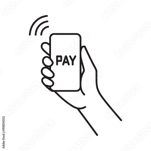 Hand holding a card with pay displayed contactless payment