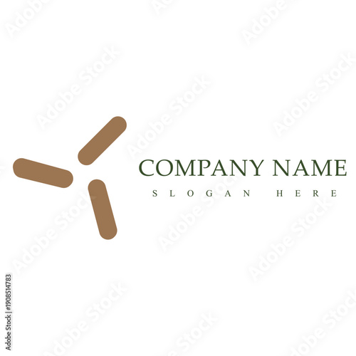 Modern Abstract Radial Logo Design; Brown Three-Point Pill Icon for Pharma, Tech Startups, Engineering, and Innovation Branding