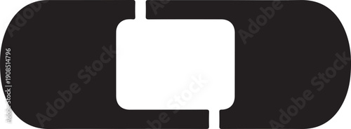 Black rounded rectangle with white square cutout abstract shape geometric desig