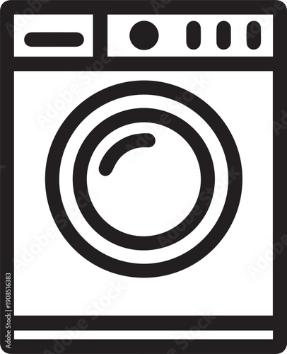 Clean washing machine icon vector showing a front loading laundry appliance isolated on a white background