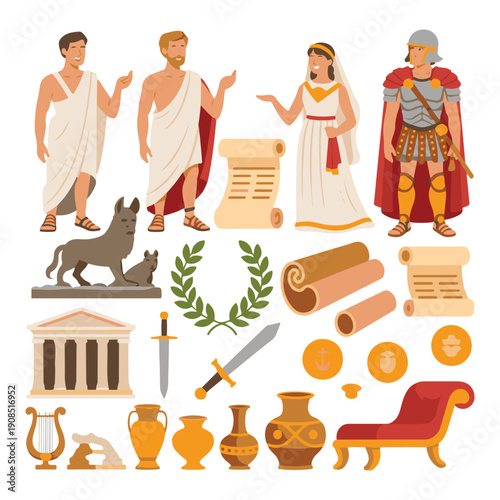 Egyptian animals vector illustration set