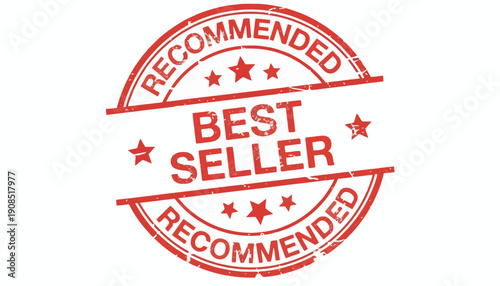 Stamped Best Seller Label with Red Color and Stars