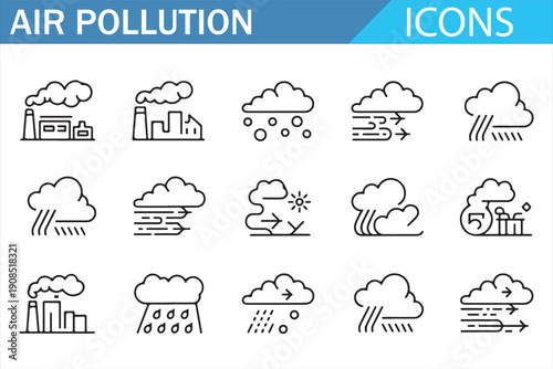 Urban smog and toxic air line graphics