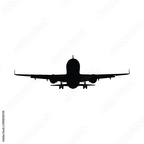Airplane silhouette in flight aircraft black