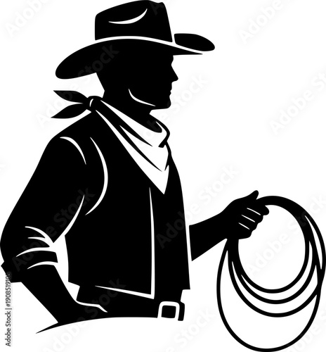 Cowboy | Minimalist and Simple Silhouette - Vector illustration
