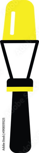 A stylized depiction of a yellow highlighter pen with a black and yellow cap.