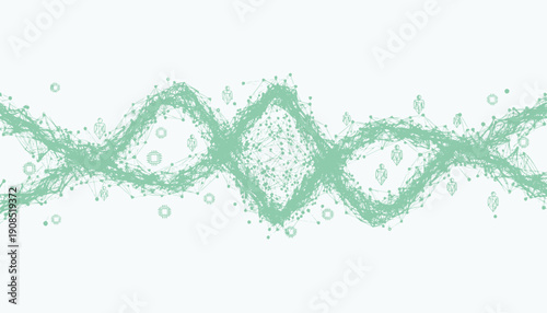 Abstract green wavy liquid splash design element on white background.