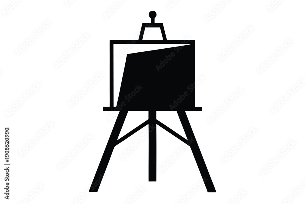 Fototapeta premium easel with canvas line art silhouette vector illustration