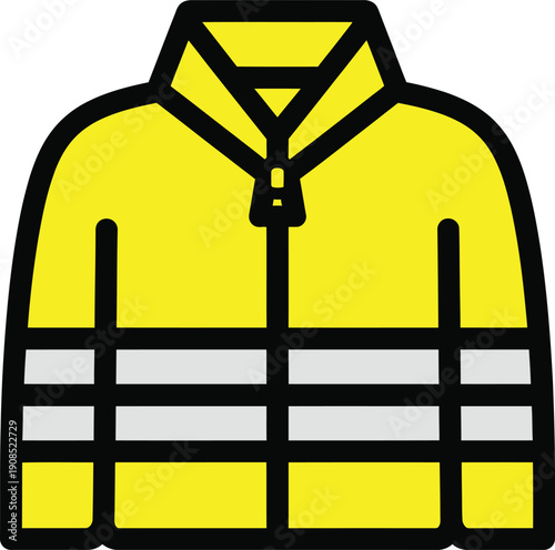 Bright yellow high-visibility safety jacket with reflective stripes for outdoor safety use.