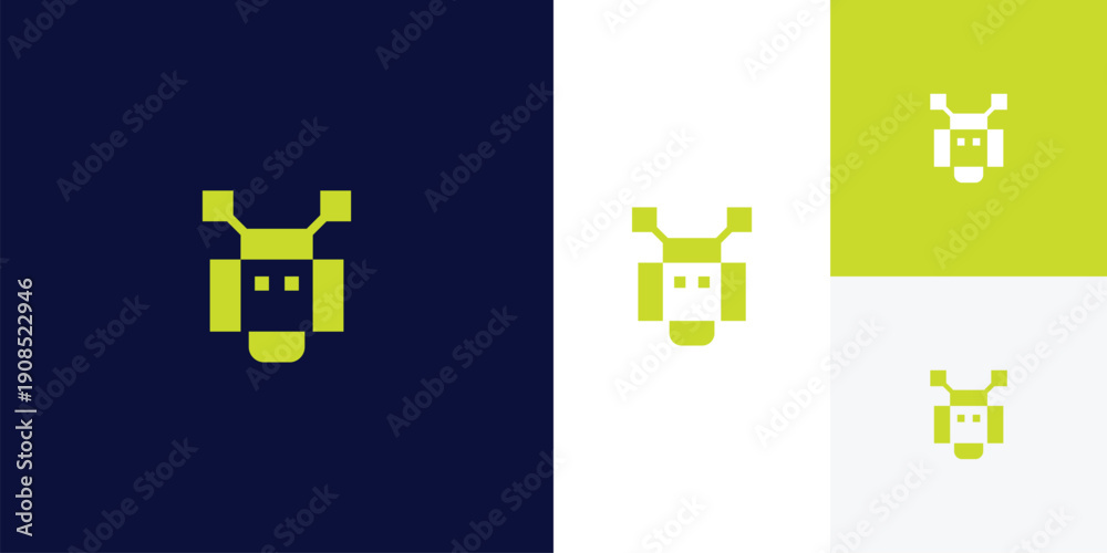 Obraz premium modern robot digital technology vector logo design