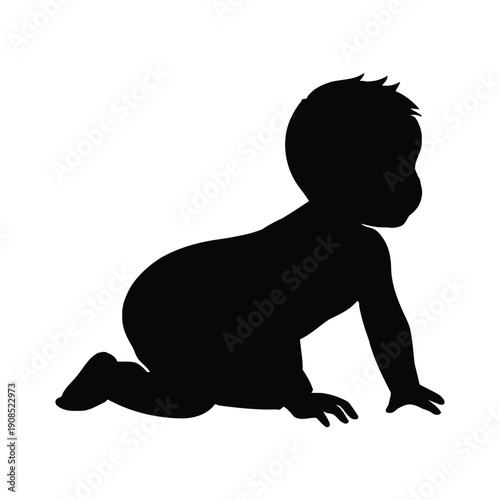 Baby crawling silhouette child infant people