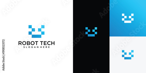 abstract  robot head, innovation Interconnected molecular,colorful, modern abstract style graphic design.