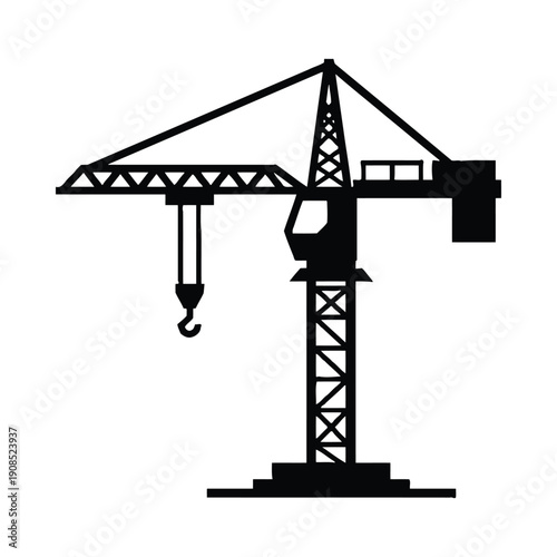 Black construction crane silhouette industrial