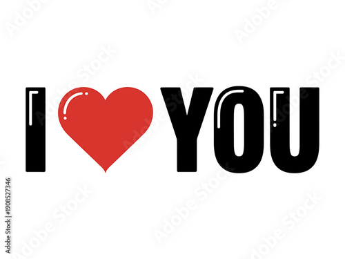 I love you text with heart symbol expression of affection and love message