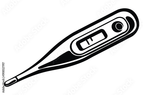 Black Thermometer Icon Showing Normal Temperature Reading isolated on White Background