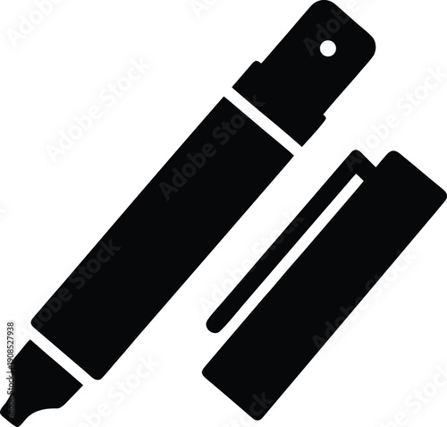 whiteboard marker silhouette vector illustration on transparent background