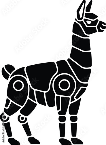 silhouette robotic llama mechanical animal standing profile vector design
