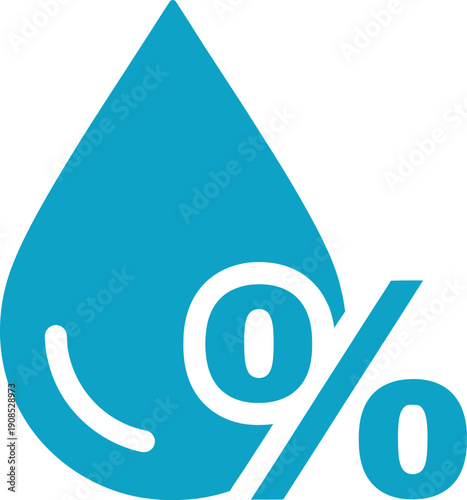 Pure water conservation symbol with percentage sign indicating efficiency or savings