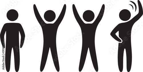 Group of people celebrating with various dance moves and gestures.