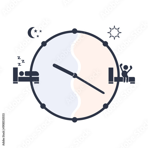 Circadian rhythm sleep routine icon with night and morning