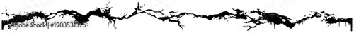 Long horizontal black grunge crack line vector illustration