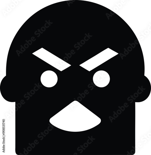 angry face silhouette vector illustration on transparent background