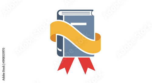 Blue Book with Ribbon and Bookmark.