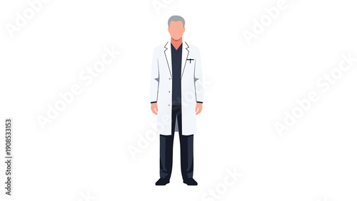Doctor Illustration - Medical Staff in Lab Coat, Healthcare Professional Character