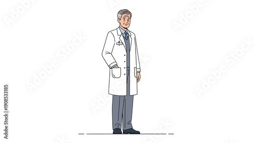 Doctor Illustration: Healthcare Professional in Lab Coat with Tie