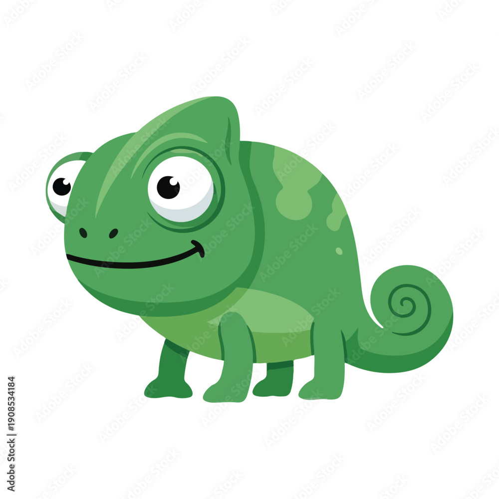 Fototapeta premium Cute Green Cartoon Chameleon Illustration