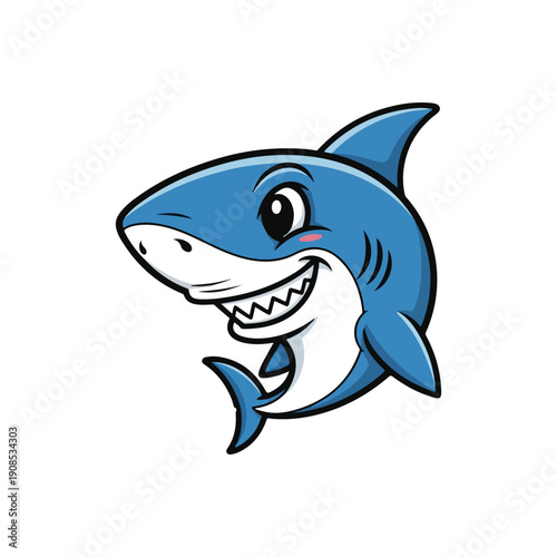 Cute Smiling Shark Cartoon Mascot