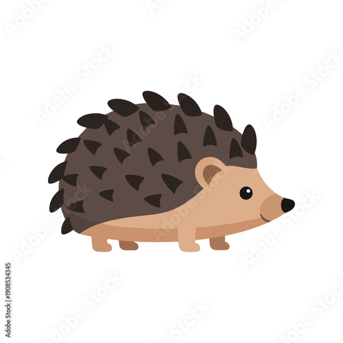 Cute cartoon hedgehog icon isolated on white
