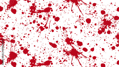 Red Splatter Pattern Vector in Bold Abstract Flat Style on Png Background, red splatter, paint droplets, chaotic pattern, abstract design, dramatic background, horror theme, bold contrast, 