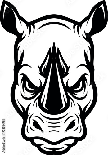Aggressive Rhinoceros Face Icon