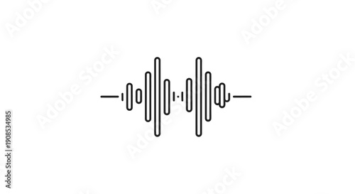 Abstract Black Sound Wave Equalizer Line for Audio Technology on Isolated White Background