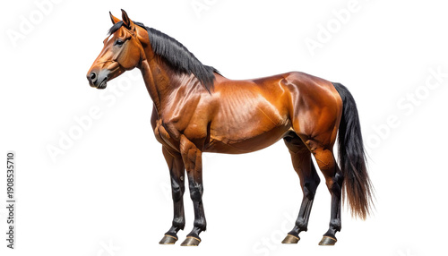 Wallpaper Mural Majestic brown stallion with a shiny coat and muscular build. Elegant purebred horse standing in profile, isolated on a transparent background for easy compositing. Equine beauty concept. Torontodigital.ca