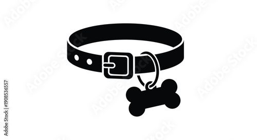 Black dog collar with bone charm a striking silhouette