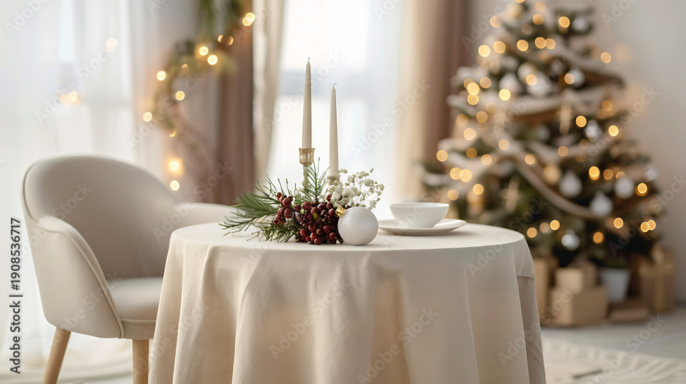 Obraz premium Exquisite Christmas Dining Presentation Ambiance