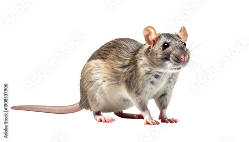 Wallpaper Mural A detailed full-body studio portrait of a common brown rat, a small mammal, standing and looking curious. Realistic rodent image with a transparent background for easy compositing. Torontodigital.ca