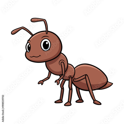 Cute cartoon ant standing illustration on white background
