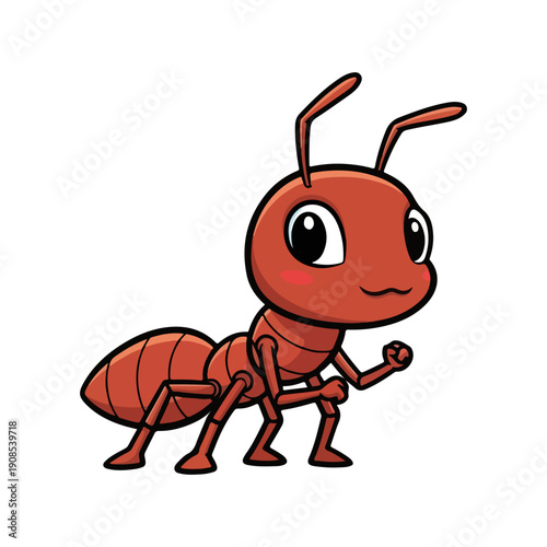 Cute cartoon ant standing mascot illustration